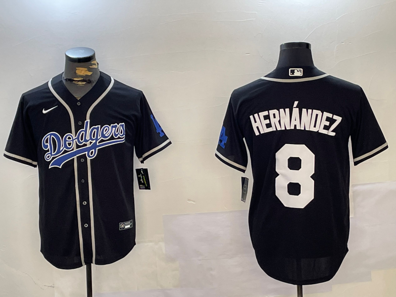 Men's Los Angeles Dodgers Enrique Hernandez #8 Black Jersey